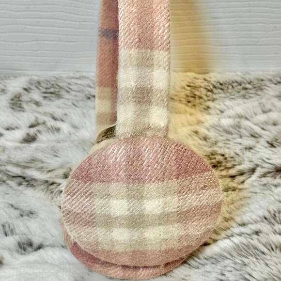 BURBERRY Light Pink Check Cashmere Earmuffs - one size - Picture 2 of 7